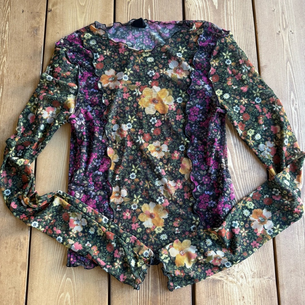Urban Outfitters Black and Purple Mesh Fabric